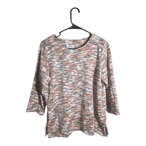 Alfred Dunner Women’s Small Multicolor Abstract Print 3/4 Sleeve Pullover Top